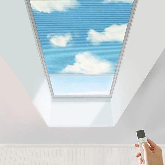 Verdunkelungsjalousie - Wabenstruktur - Dachfensterabdeckung - Motorisierte Bedienung - 90x70 cm - Blaue Himmel