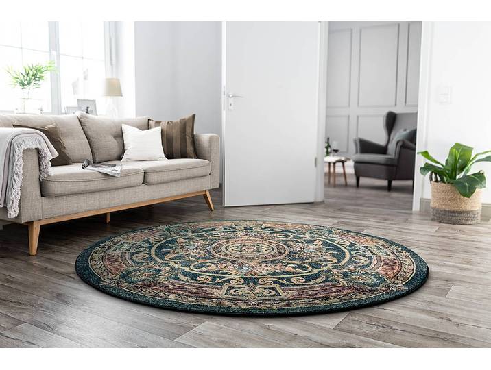 Tapis Gabiro 856 rond Vert/Vert Ø 240cm Tissé à plat