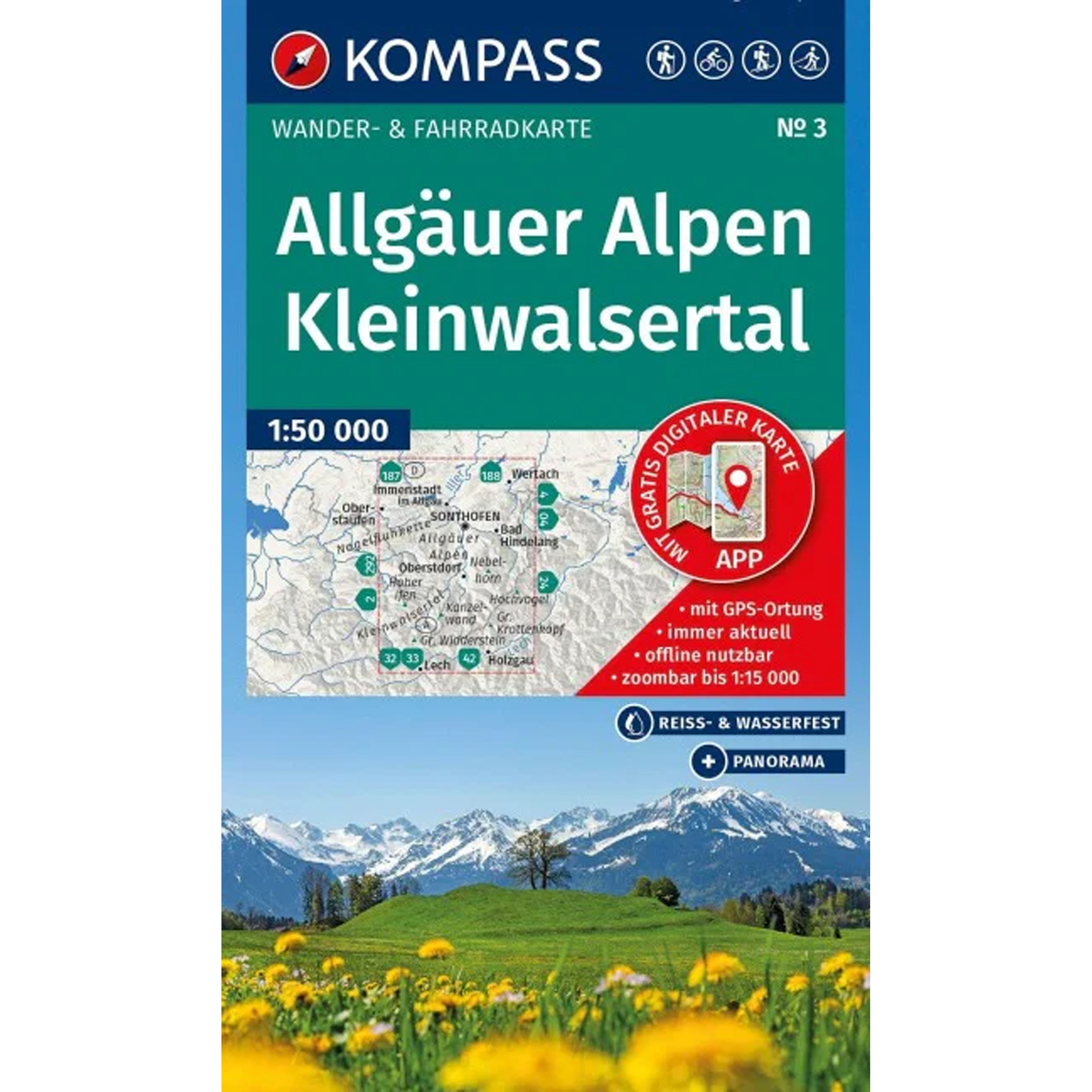Kompass Verlag WK 3 Allgäuer Alpen, Kleinwalsertal Topografische Karten Aufl. 2026