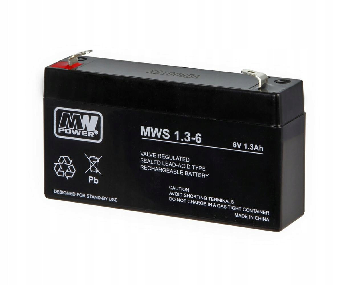 MW Power MWS 1.3-6 verzegelde loodaccu VRLA, 6 V, 1,3 Ah, zwart