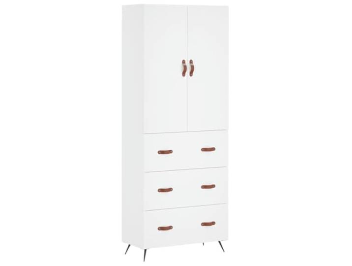 HGFDVCMR Highboard Weiß 69,5x34x180 cm Holzwerkstoff Schrank Elegantes Highboard in Weiß mit stabilen Metallfüßen und viel Stauraum für Wohnzimmer oder Flur.