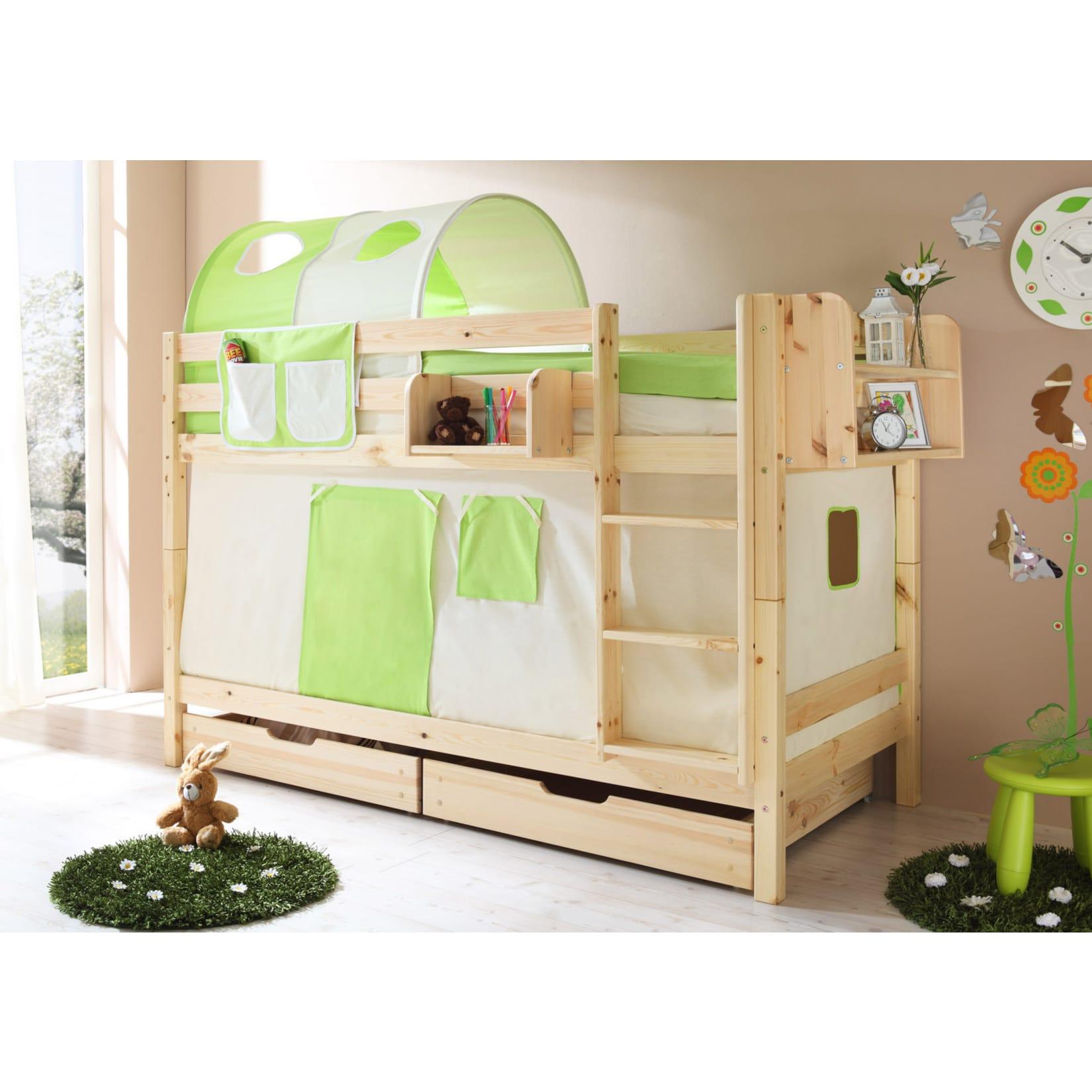 TiCAA Etagenbett "Marcel" Kiefer Natur Classic