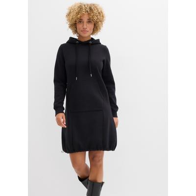Sweatkleid BONPRIX, Damen, Gr. 56/58 (XXXL), N-Gr, schwarz, Obermaterial: 60% Baumwolle, 40% Polyester, loose fit, Kleider Sweatkleid, Loose Fit, mit Gummizug