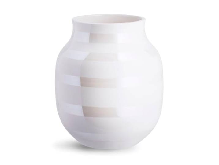 Kähler Vase H20 cm Omaggio Originaldesign avec bandes peintes à la main\, blanc