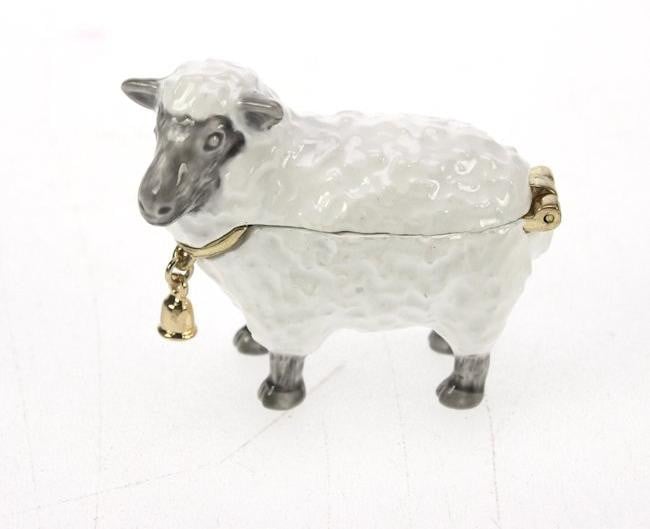 Meander decoratieve doos met schaap en bel, B/D/H: 4,5 x 4 cm
