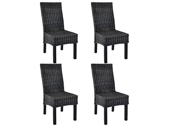 vidaXL Esszimmerstühle 4 STK. Schwarz Kubu Rattan und Mangoholz