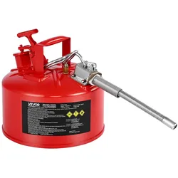 VEVOR Sicherheitskanister, 9,5 L, Typ II, Sicherheitsbehälter mit Flammensperre, selbstschließendem Deckel und flexiblem Metallausguss, Lagerbehälter zur 
 Aufbewahrung für brennbare Stoffe, Rot