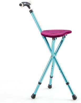 Costway Lightweight Adjustable Folding Cane Seat with Light-Black