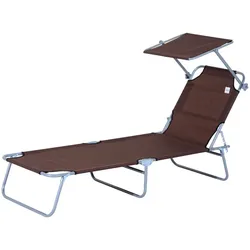 Outsunny Sonnenliege klappbar mit Sonnenschutz - braun