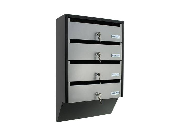 Rottner T06209 Depot 4 Briefkastenanlage Silber Schwarz