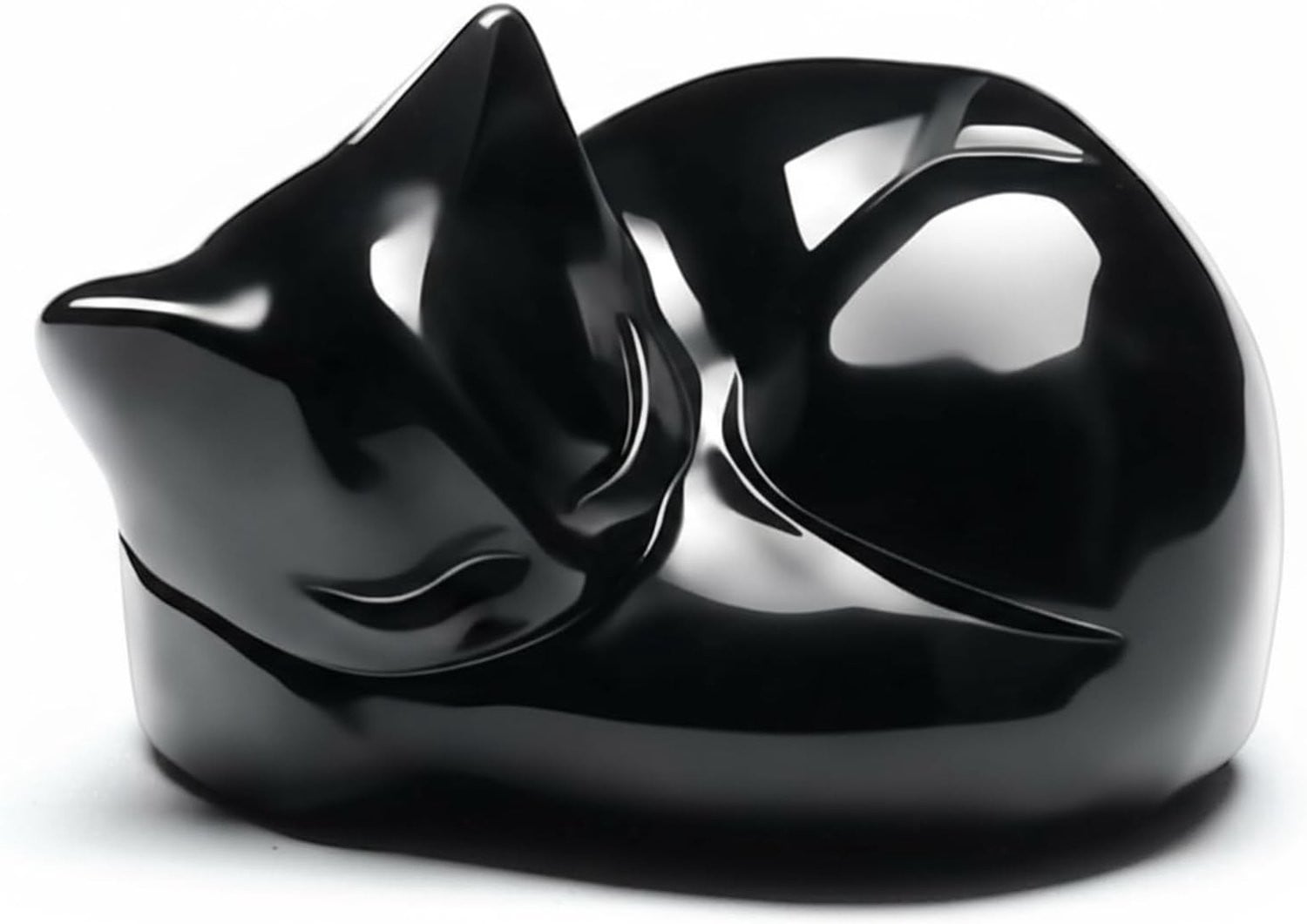 Zwart Obsidiaan Kat Beeldje voor Decoratie en Bescherming