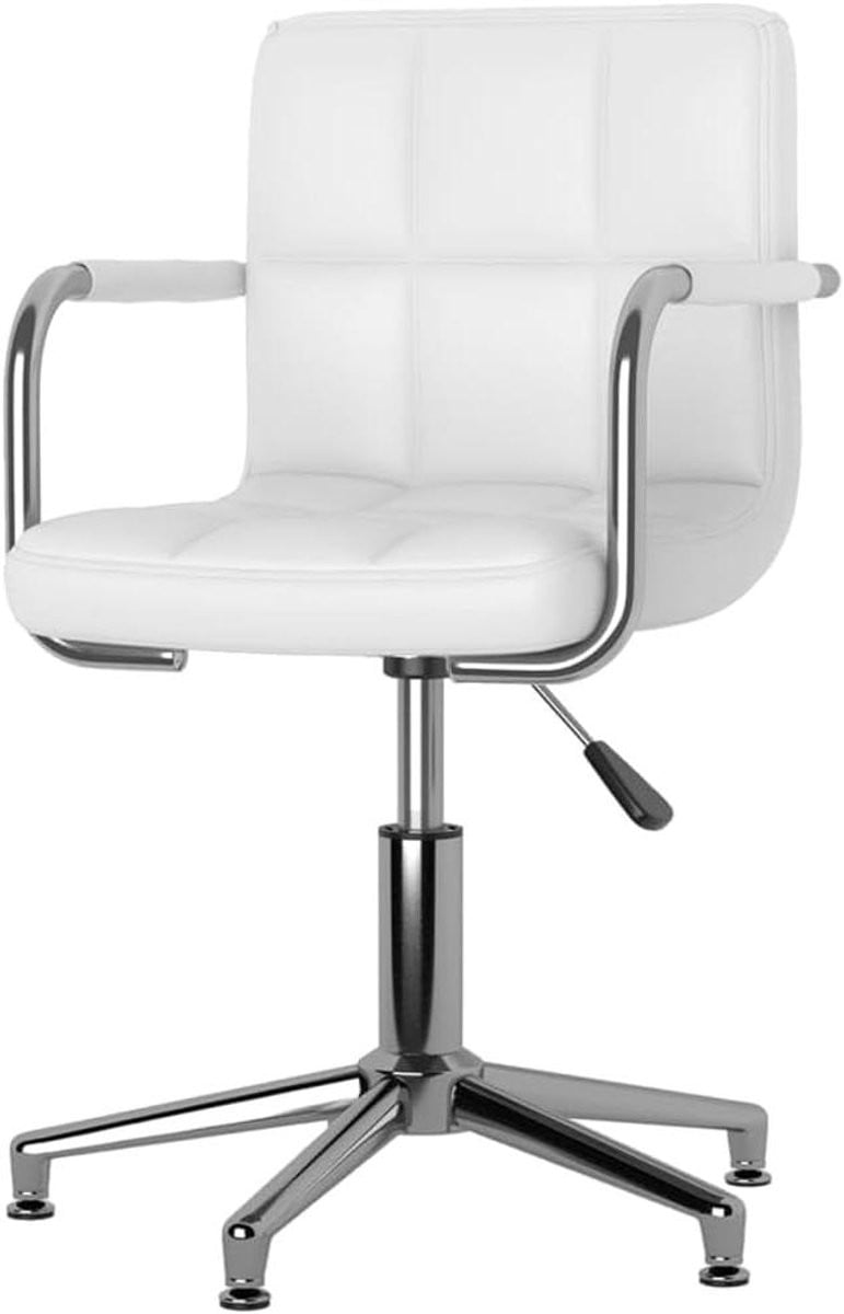 Draaibare eetkamerstoel Wit - Moderne keukenstoel met 360 graden draaibaar zitcomfort - 48 x 47 cm