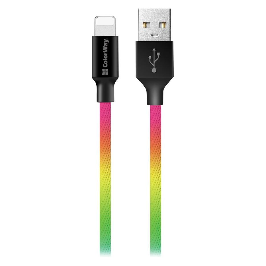 Colorway Cable USB Apple Lightning (multicolor) 2.4A 1m (1 m, USB 2.0) (CW-CBUL016-MC)