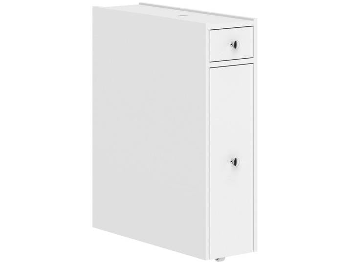 Homcom Badezimmerschrank MDF PU-Papier Weiß, Kunststoff, 2 Schubladen, 16x58x48 cm, Badezimmer, Badezimmerschränke