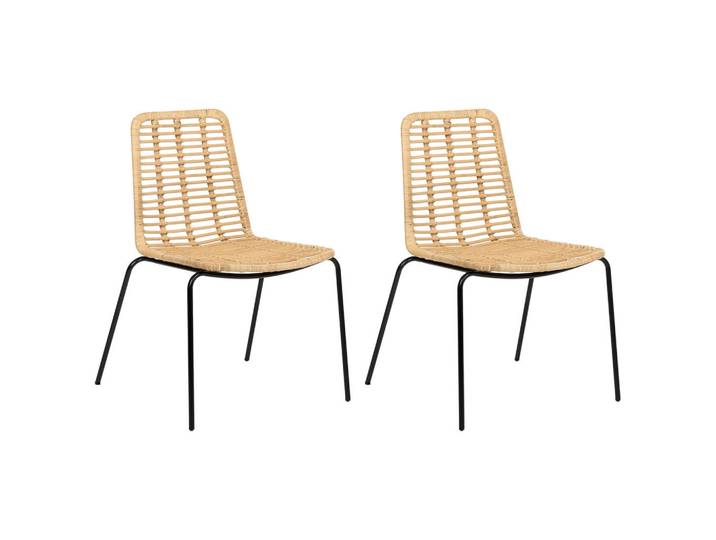 Beliani Esszimmerstuhl 2er Set Rattan Naturfarben Taos, Naturmaterialen, 56x82x55 cm, Esszimmer, Stühle