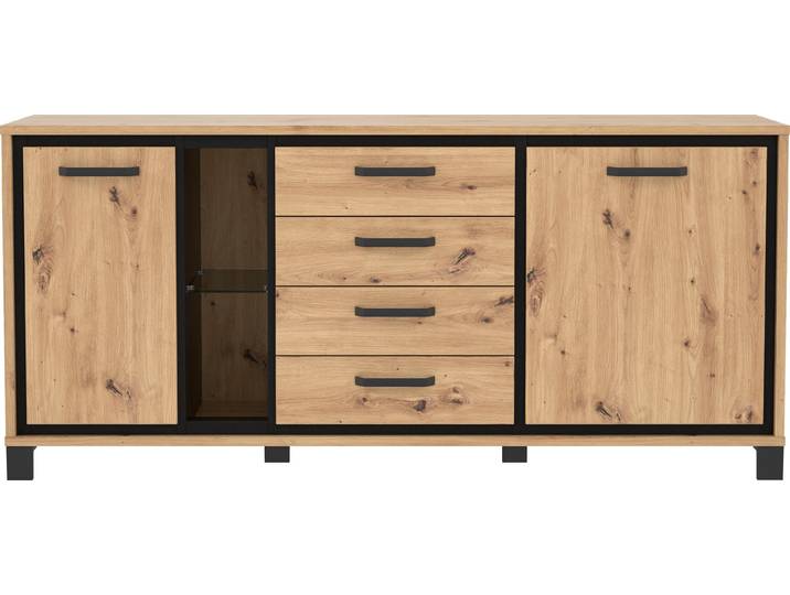 Sideboard FORTE Trondheim , schwarz (artisan eiche, schwarz eiche), B:177,4cm H:81,3cm T:41,5cm, Sideboards, Sideboard, Breite 177 cm