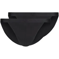 SKINY Herren Tanga-Slip, 2er Pack - Cotton Retro, Unterhose, Feinripp, Baumwolle Schwarz / L