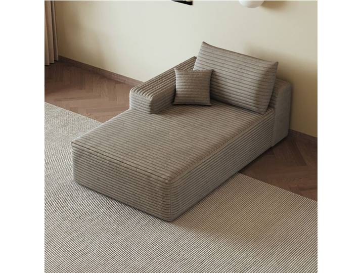 ULEVR Canapé convertible réversible 1 place en velours côtelé camel chaise longue gauche livré monté