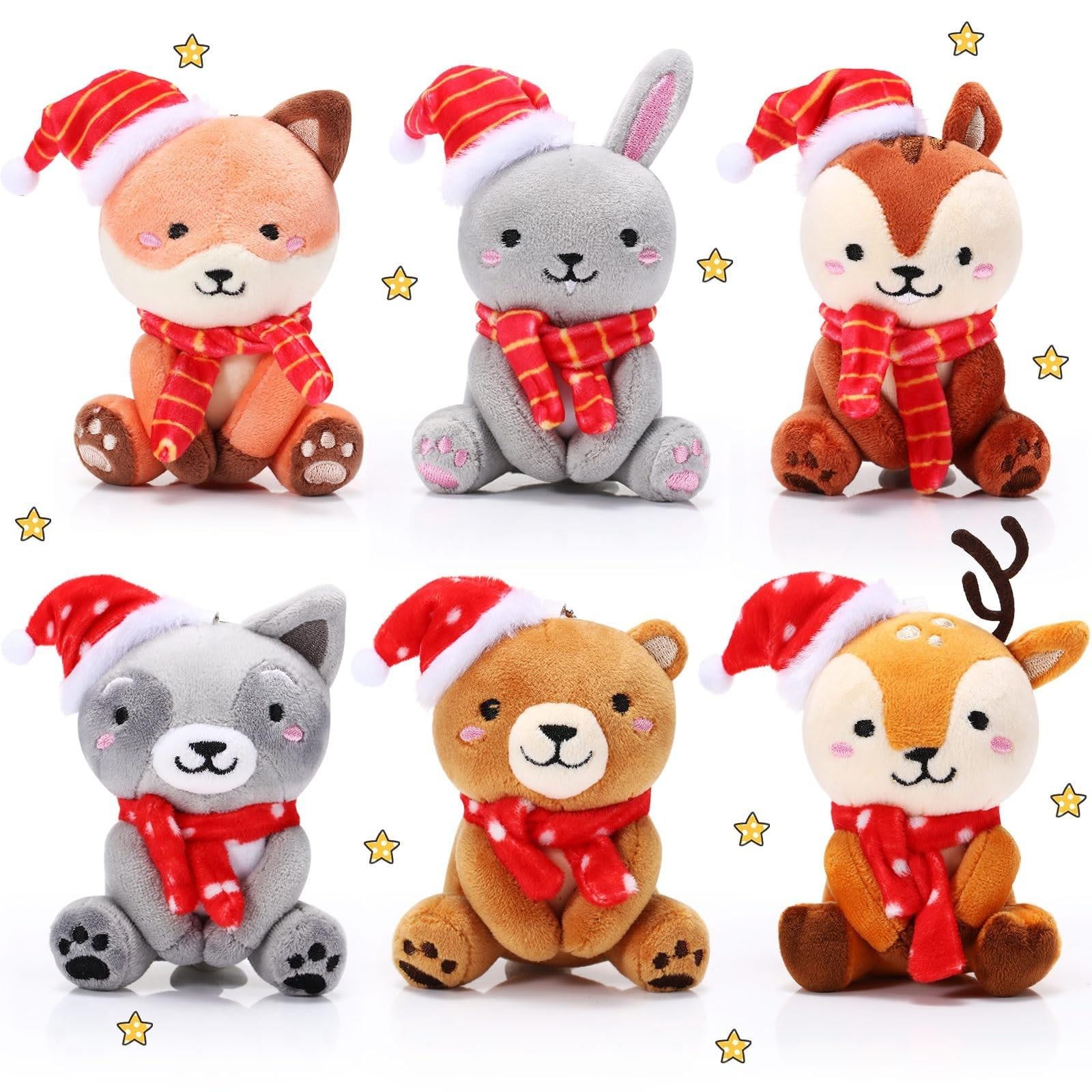 Set van 6 Mini Bosdieren Pluche Knuffeldieren - 10 cm