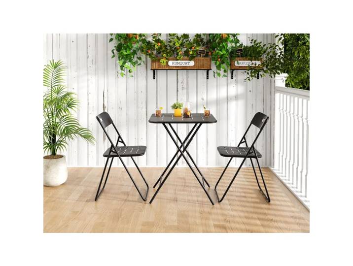 Ensemble table et chaises de bistrot pliable AESVAR 2 personnes métal noir