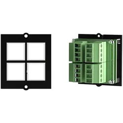 Bachmann Tastenmodul 4-fach, blau illuminiert, frei beschriftbar, Universalmodul zur Einbindung and, Schalter + Taster, Schwarz