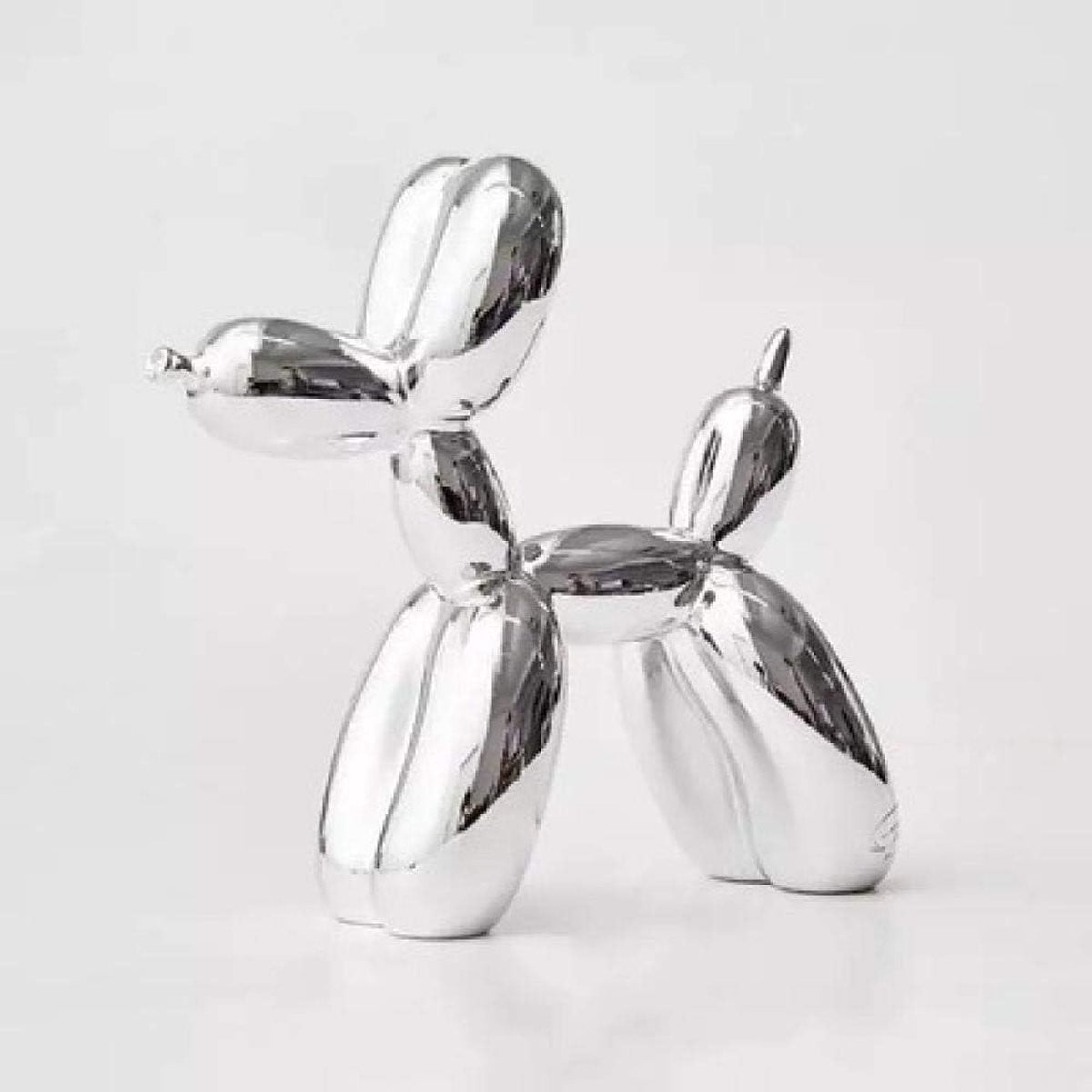 Hond Standbeeld Abstracte Kunst Zilver Hoogte: 25 cm