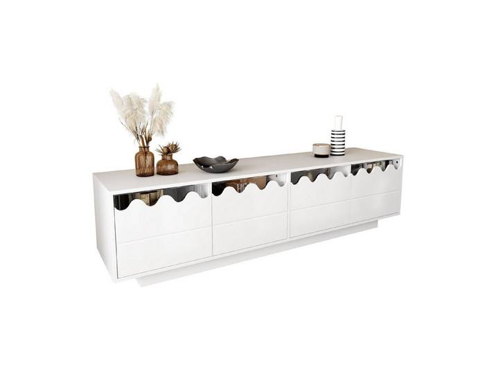 Fine Life Pro TV-Bank Lowboard / TV‑Schrank / TV‑Lowboard mit 4 Türen, Wellen‑Design