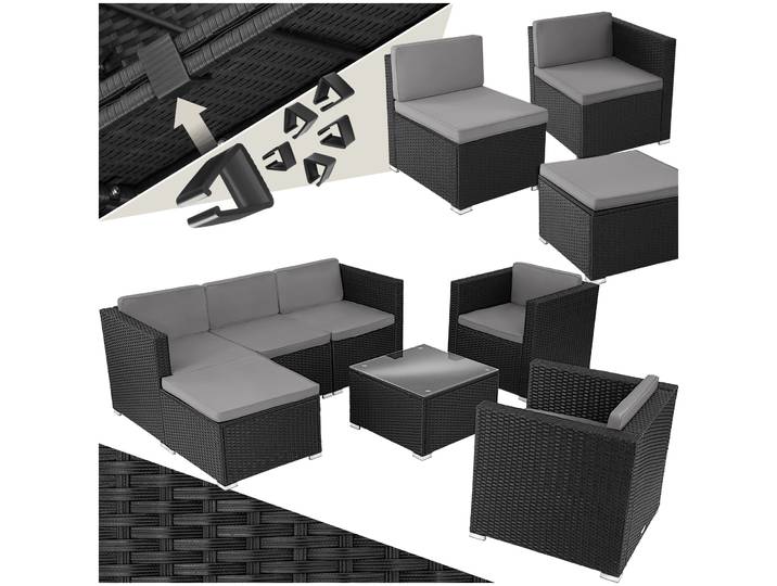 Wicker loungeset Lignano met 2 fauteuils - zwart