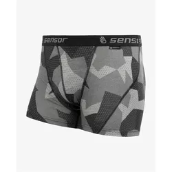 Photosol, Herren, Funktionsunterhose, Boxershorts Sensor Merino Impress Boxers - black/camo (L), Schwarz