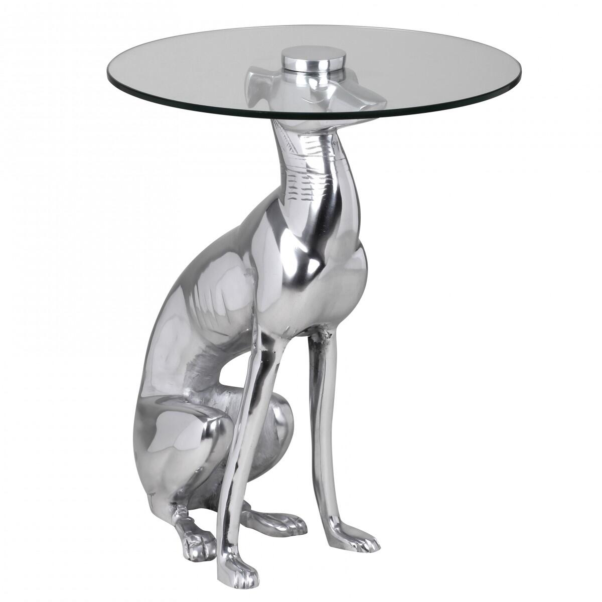 WOHNLING WL1.628 Design Deko Beistelltisch "Dog" aus Aluminium Silber