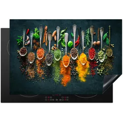 HERDABDECKPLATTE Kräuter - Gewürze - Löffel Induktionsmatte 77x51 cm
