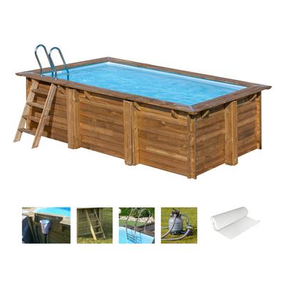 Rechteckpool GRE "MARBELLA 2", braun, B:270cm H:117cm L:420cm, Schwimmbecken, Kiefernholz, BxLxH: 270x420x117 cm