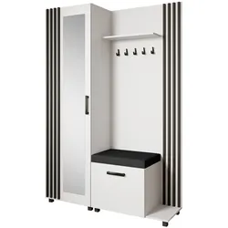 GARDEROBENSCHRANK Livia mit Aufhängern und Spiegel, Weiß, rechts