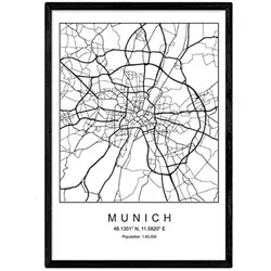 POSTER München Minimalistische Stadtplanen A3 Rahmenlos
