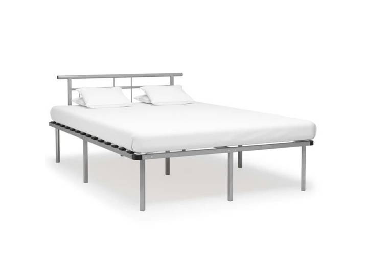 JAR&1933 Cadre de lit Métal 140x200cm Lit Adulte pour 2 personne Contemporain Gris Métal