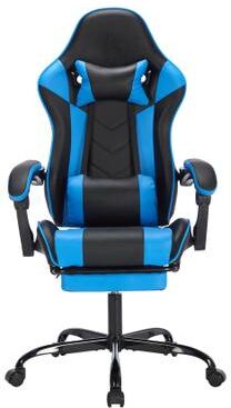 toswini Faux Leather Gaming Office Chair with Massage Lumbar Pillow and Footrest