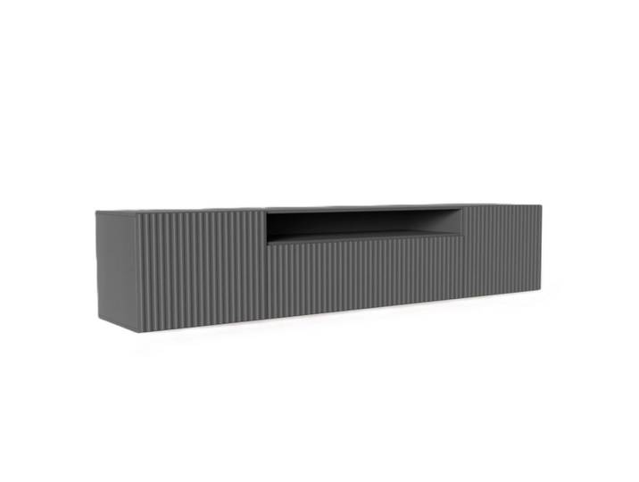 Sepro Meble Tv-Schrank Grafit Noeli Hängend Gerillte Fronten, Graphitfarben, 200x40x41 cm, Wohnzimmer, TV Möbel, Lowboards, Lowboards stehend