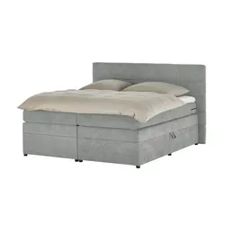 Boxspringbett mit Bettkasten Suffolk , grau , Maße (cm): B: 204 H: 124