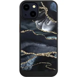 Nivocase Hülle für Apple iPhone 14 Handyhülle NIVOcore Case Schwarz Glitzer Look Marmor Trends (Apple iPhone 14), Smartphone Hülle, Schwarz