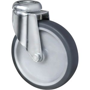 CASCOO Apparaterolle Serie P2T2, mit Rückenloch, 100mm Ø, Tragkraft 60 kg, Lenkrolle aus TPE