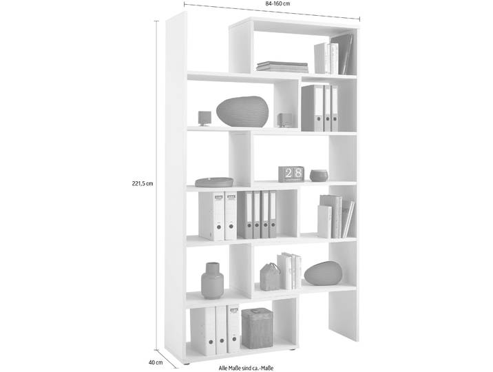 Eckregal FMD Calvi, Regal , braun (alteichefarben), B:84cm H:221,5cm T:40cm, Holzwerkstoff, Regale, Eckregal, Eckregal/Standregal, variabel aufstellbar, Breite 84-160 cm