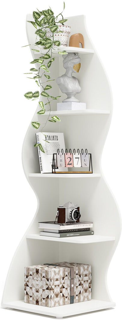 Blue Elephant 179 cm H x 48 cm W Corner Bookcase White 179cm H X 48cm W X 50cm D