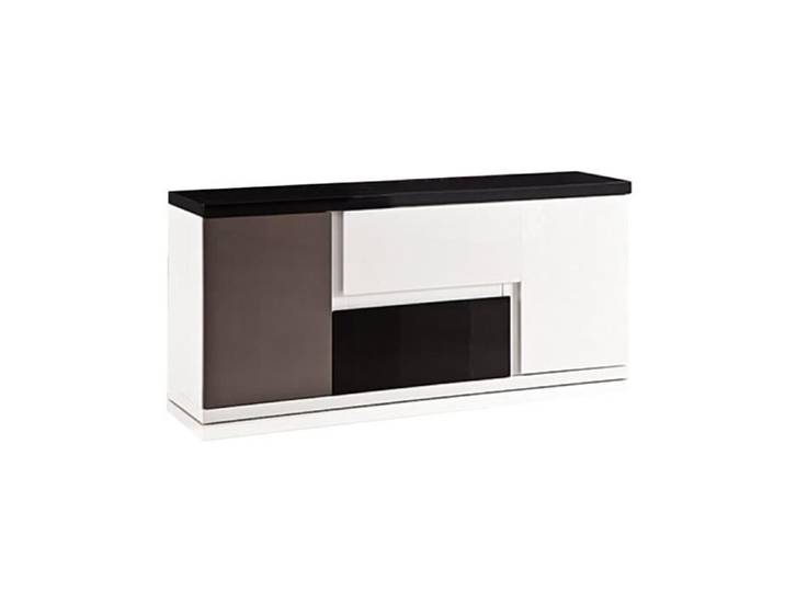 Bahut laqué TRIOS - Taupe / Noir / Blanc