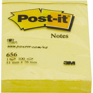 Post-it Haftnotizen Notes, 656, gelb, 51 x 76mm, selbstklebend, 100 Blatt