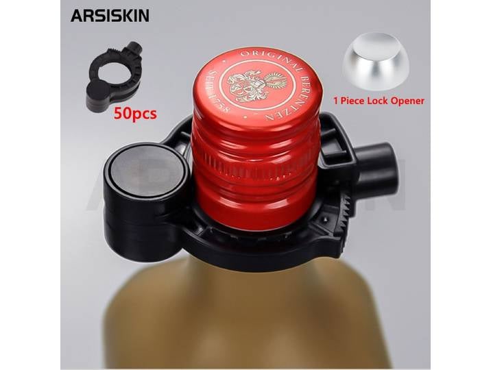 50 pièces EAS 58KHz Antivol, Étiquettes rigides de sécurité pour bouteilles de vin, Verrous de cou de bouteille pour supermarché avec ouvre-verrou
