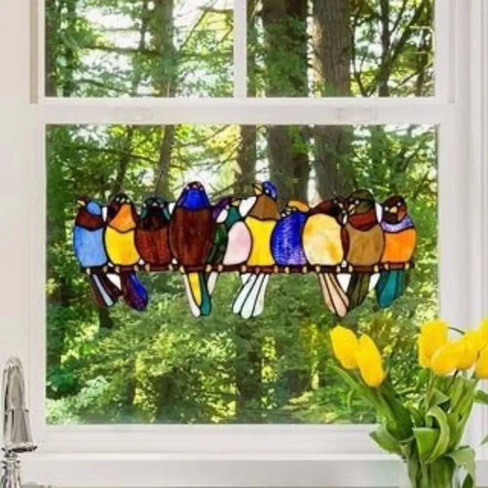 INF Nouvelle décoration suspendue acrylique oiseaux colorés - Idéale pour salon, fenêtre et plus