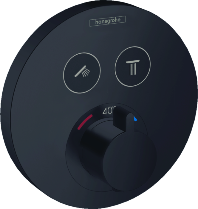 Hansgrohe ShowerSelect S Fertigmontageset 15743670 Unterputz-Thermostat, für 2 Verbraucher, mattschwarz