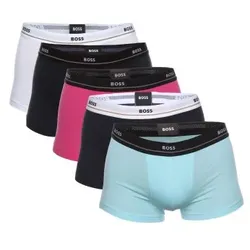 BOSS 5P Jersey Quality Cotton Mix Solid Cotton Trunks Weiß/Blau Baumwolle Large Herren