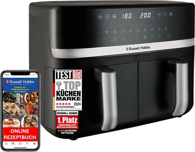 Russell Hobbs Satisfry heteluchtfriteuse, 9 liter, 2 compartimenten, Rapid Air Fryer