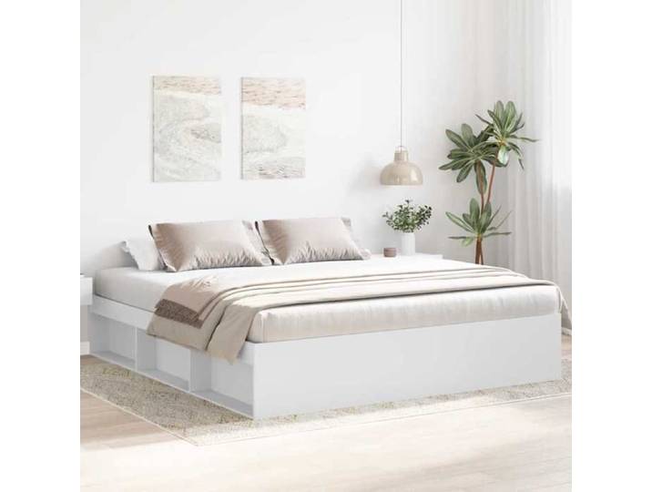ECOHOME Cadre de lit - sans matelas - lit Adulte double - design solide - blanc 200x200 cm vdv98f6342